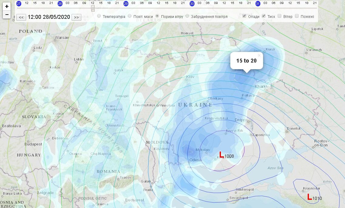 На Украину надвигается циклон