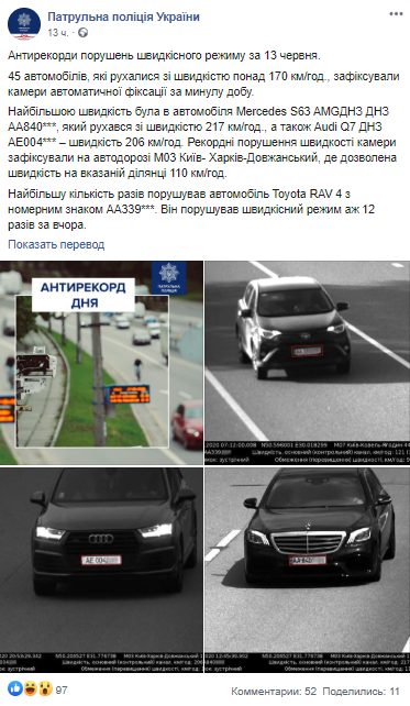 Нарушители скоростного режима в Киеве