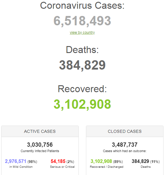 Заражено 6,5 млн по всьому світу: статистика щодо коронавірусу на 3 червня. Постійно оновлюється