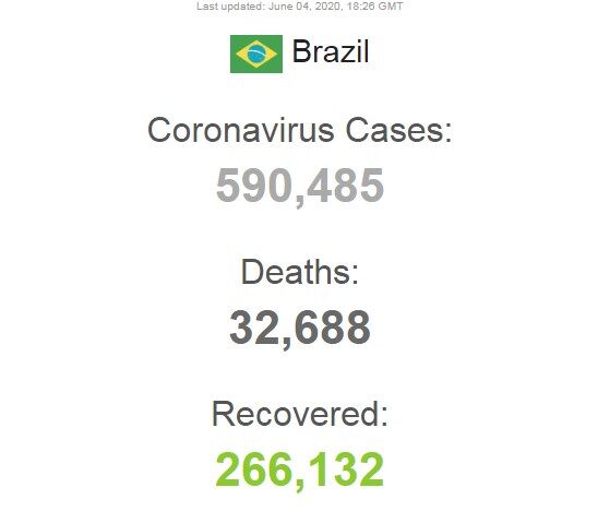 Всего в Бразилии заболели более 590 тысяч человек