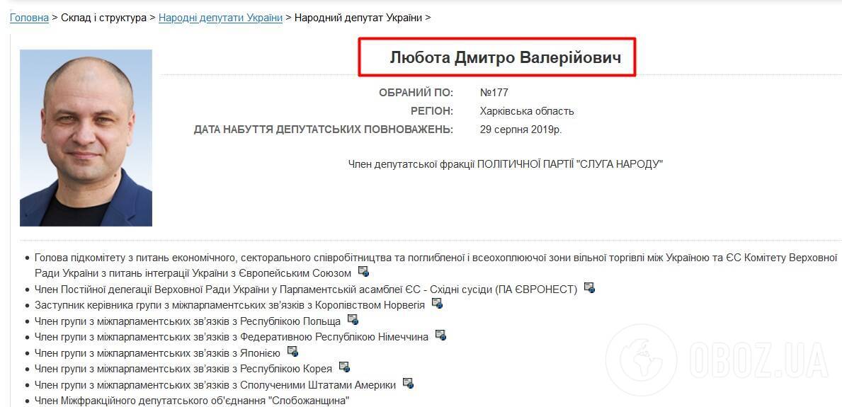 Дмитро Любота у 2019 році був обраний народним депутатом IX скликання по 177 округу (Харківська область) від партії "Слуга народу"