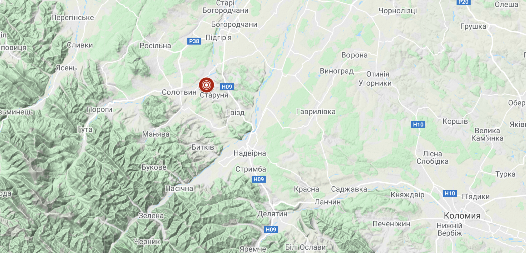 Землетрясение в районе села Монастырчаны на Ивано-Франковщине