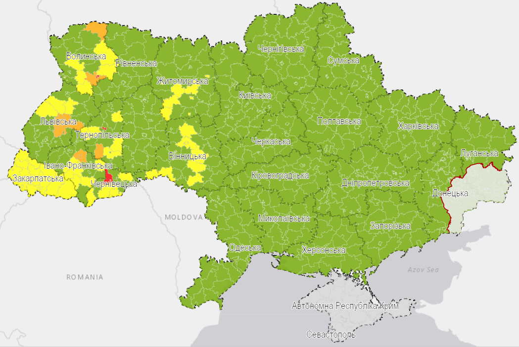 Візуалізація епідемічних показників щодо COVID-19 в Україні на рівні районів та міст обласного значення