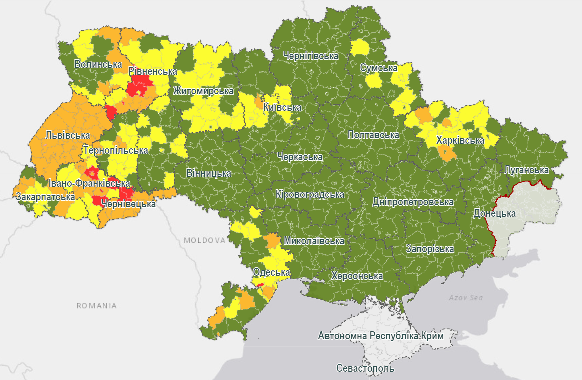 Эпидемические показатели на уровне районов и городов областного значения