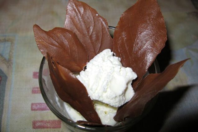 Шоколадные листья для украшения десерта