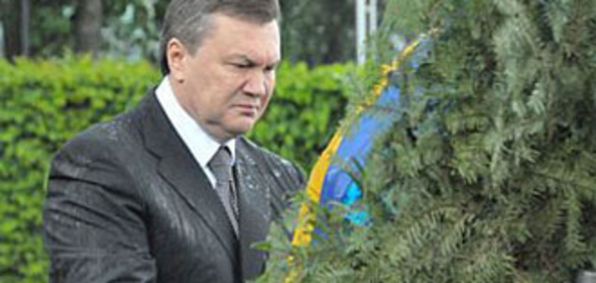 На Януковича упал венок. ФОТО, ВИДЕО