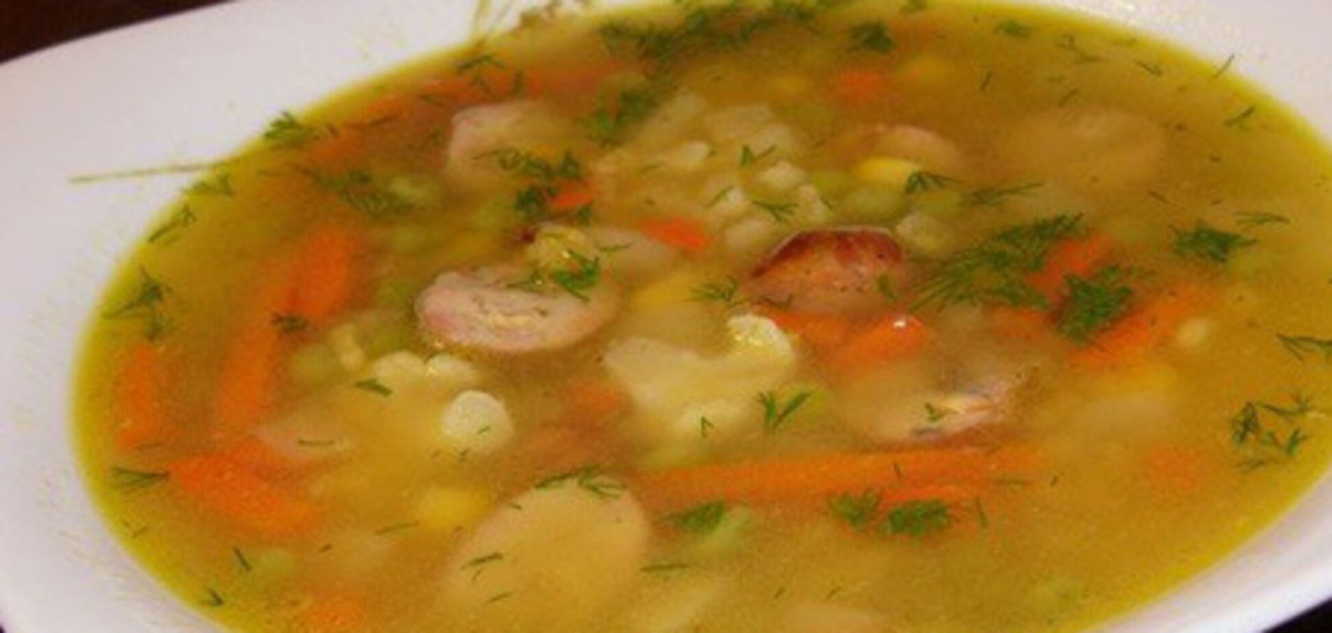 Польский суп гороховый с колбасой