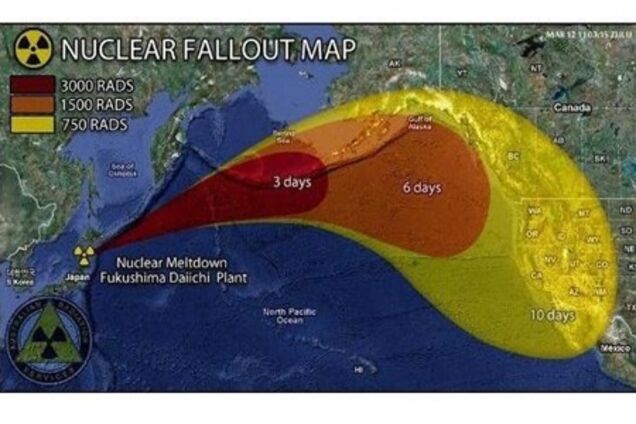 Радиоактивное облако с Фукусимы накроет США