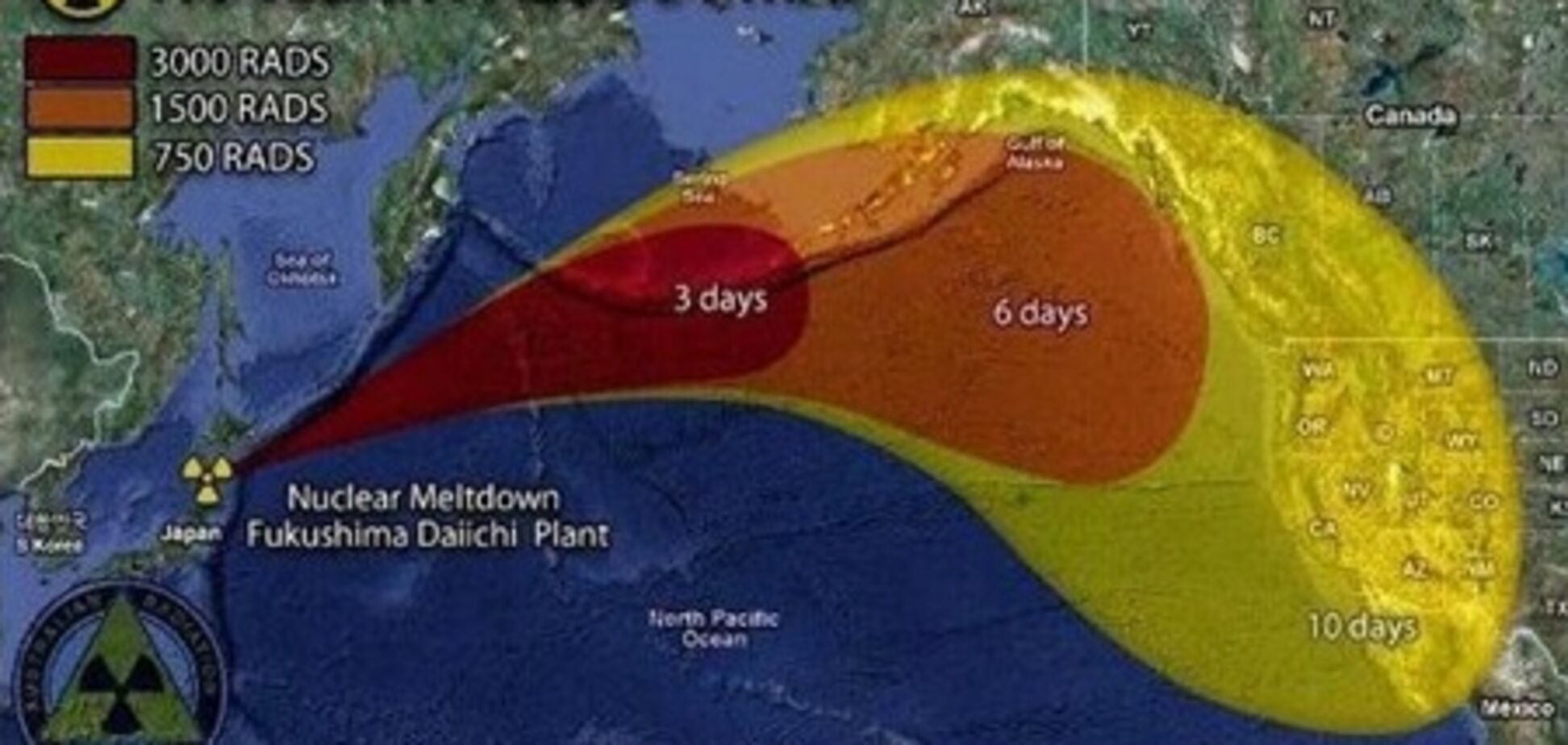 Радиоактивное облако с Фукусимы накроет США