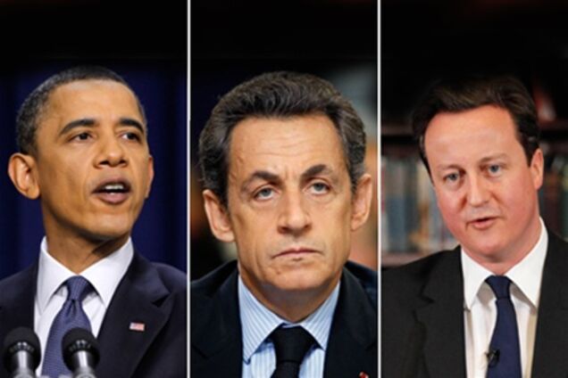 Обама, Кэмерон и Саркози намерены добиваться ухода Каддафи