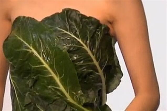 Китайскую актрису нарядили в салат для рекламы вегетерианской диеты
