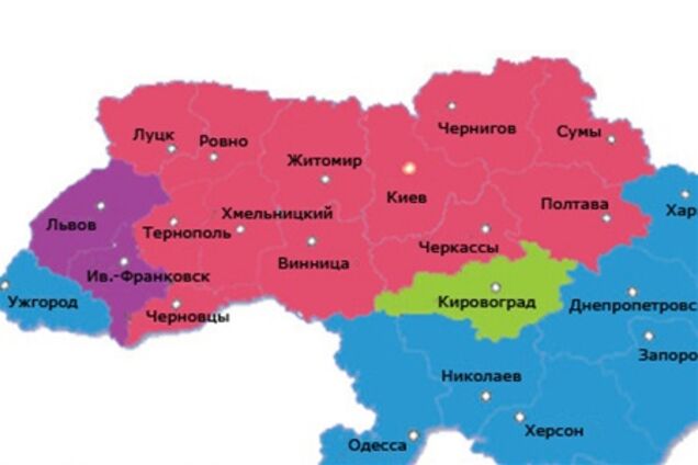 ПР лидирует в 9 областях, 'Батьківщина' - в 12. Инфографика