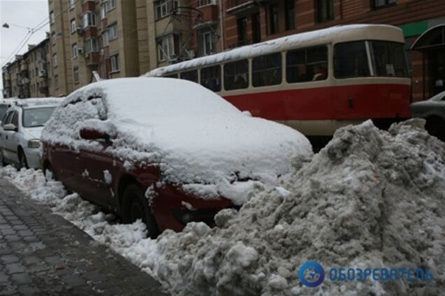 Зима в Киеве: падают деревья, крыши, люди