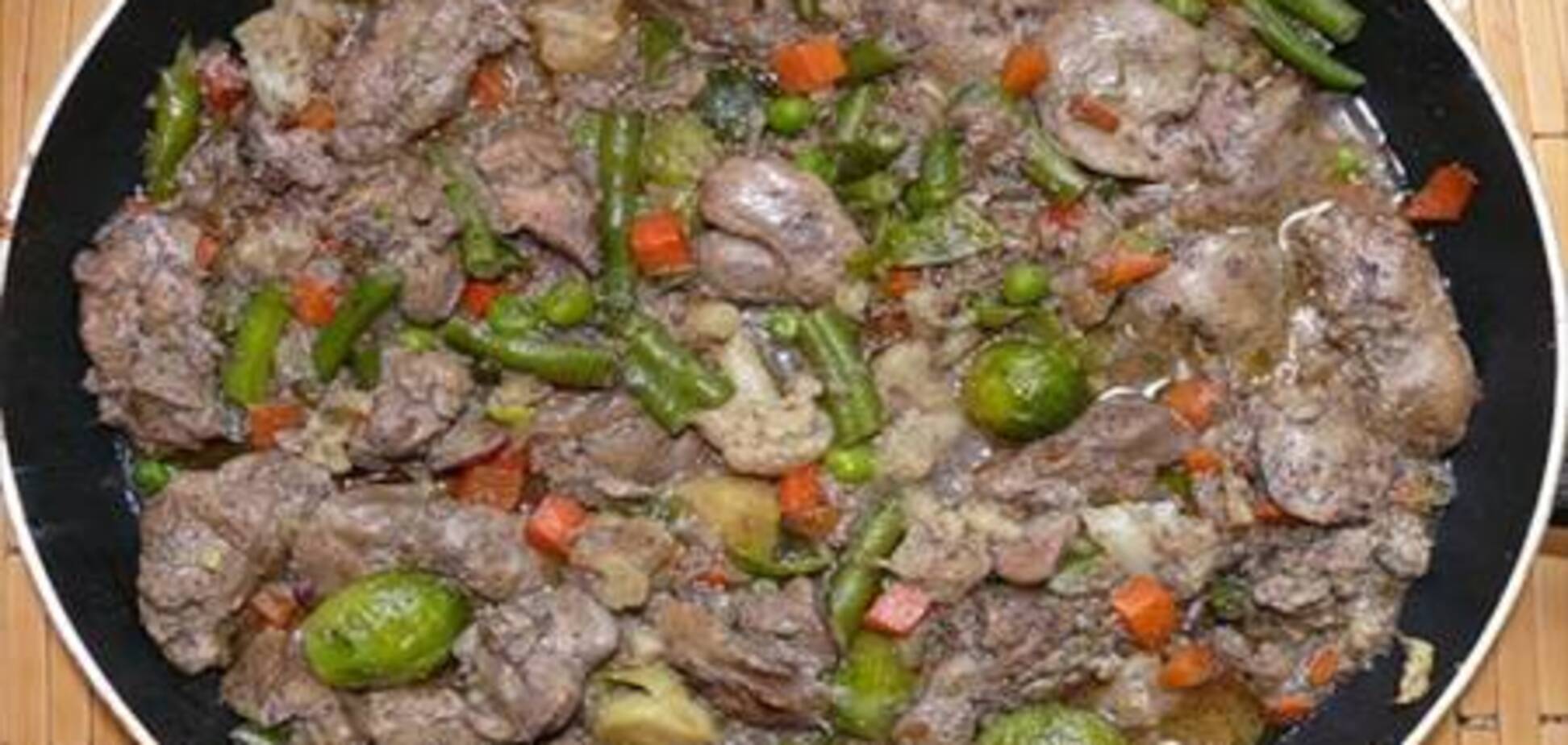 Печень с зеленым луком