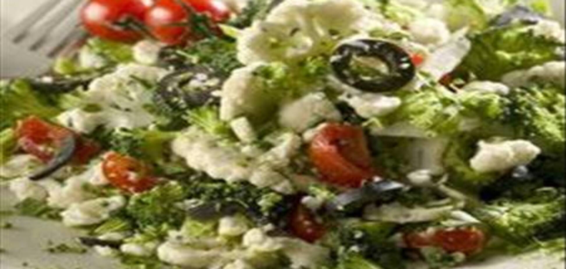 Греческий Салат из брокколи и цветной капусты с фетой