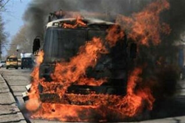 Под Киевом загорелся рейсовый автобус