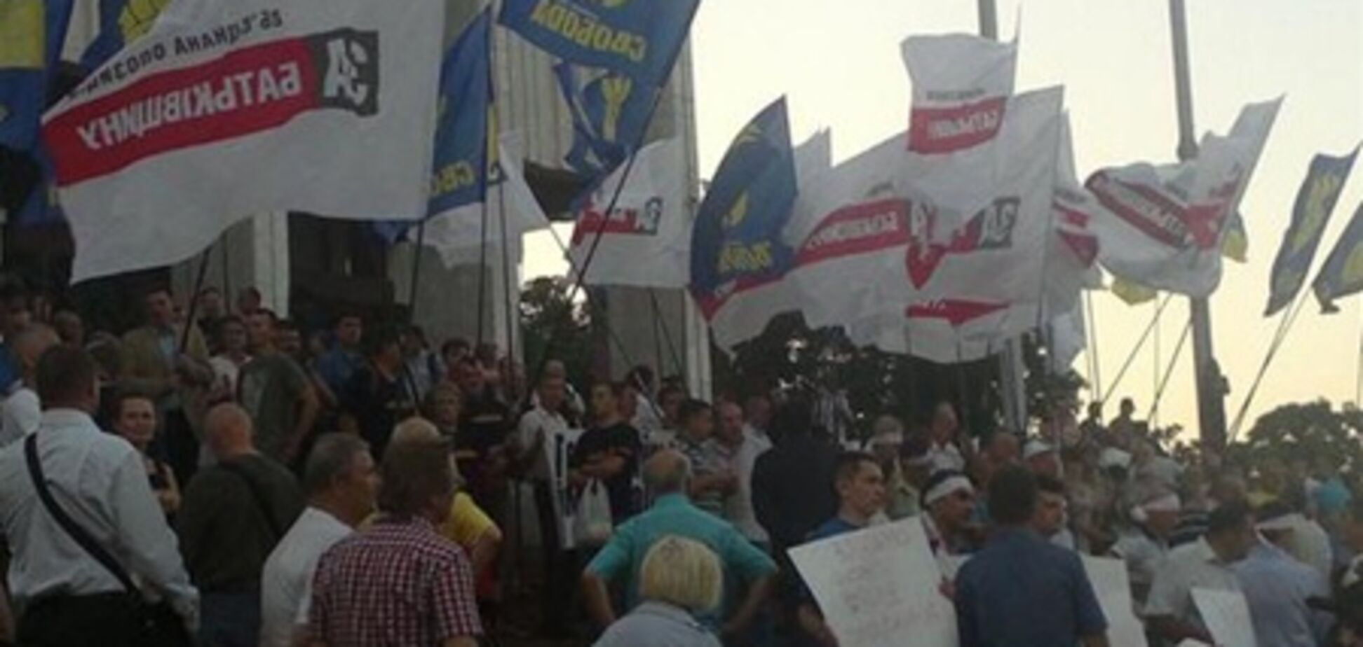 У мітингуючих під Українським домом вкрали прапори