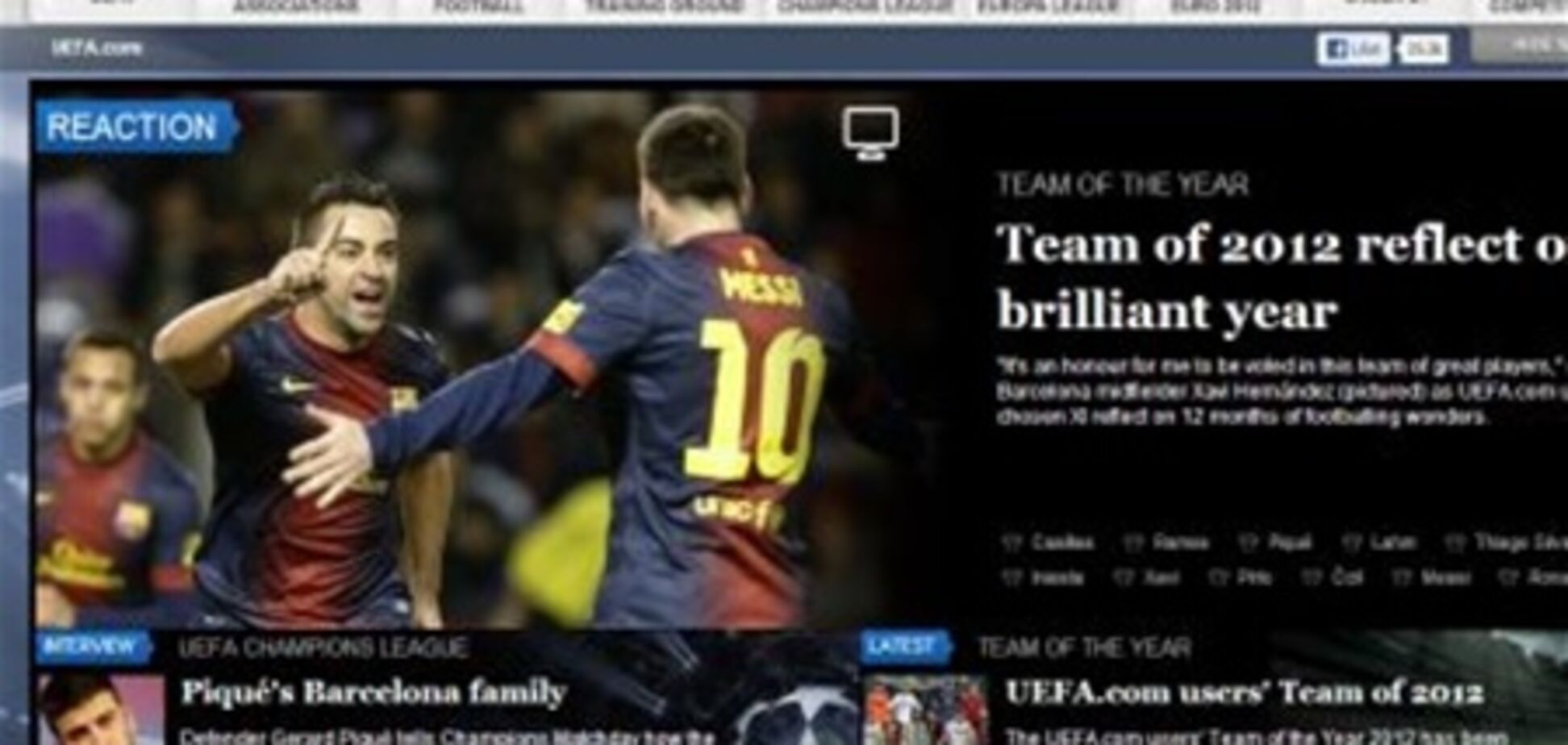 УЕФА назвал сборную 2012 года