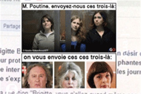 Французы предложили обменять Депардье, Бардо и Матье на Pussy Riot