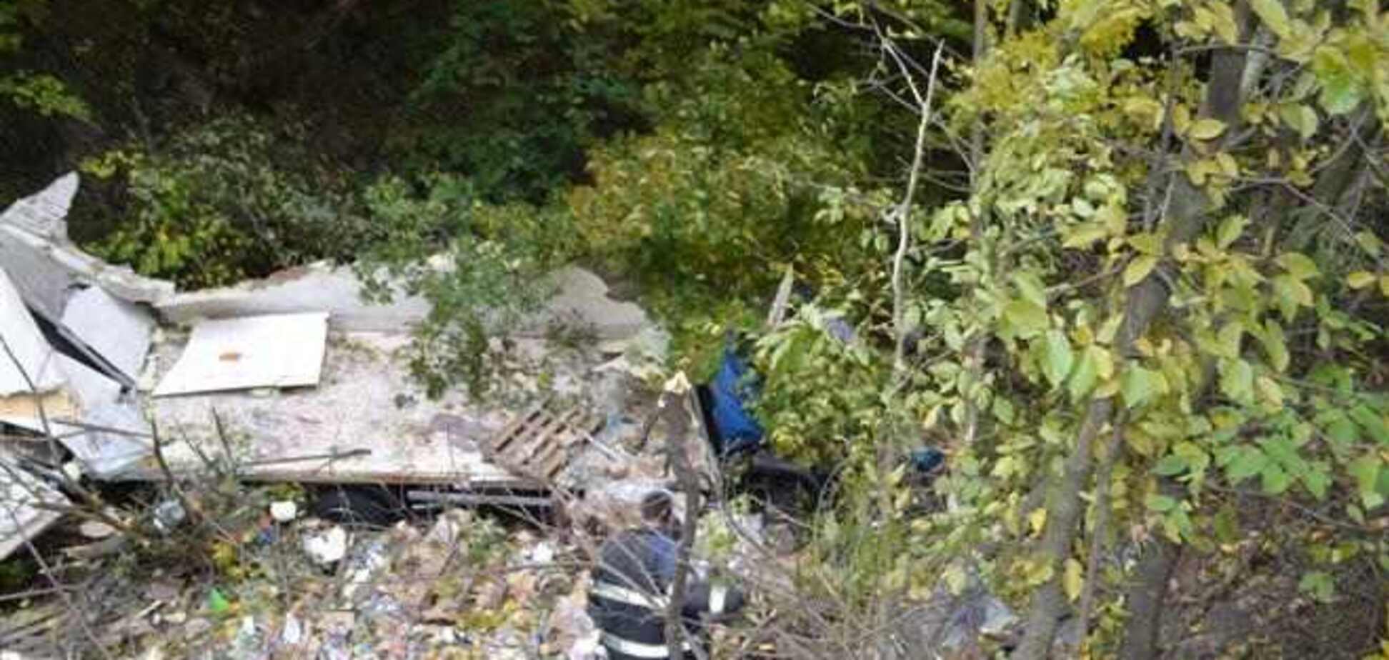 На Закарпатье грузовик улетел в глубокий кювет: авто вдребезги, водитель жив