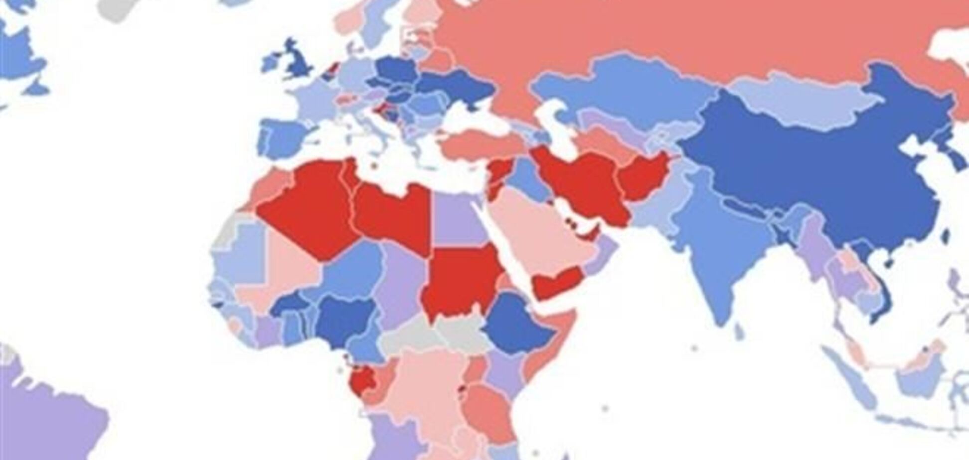 Карта самых депрессивных стран мира