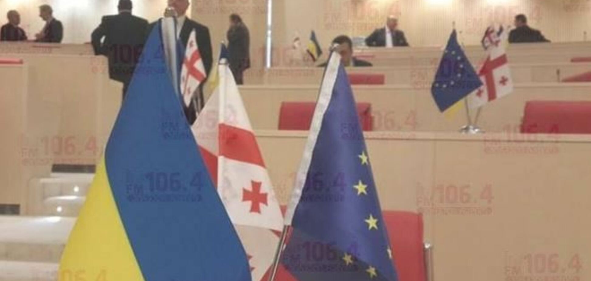 Депутаты Саакашвили пришли в парламент с флагами Украины