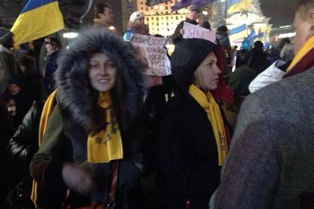 Жена Левочкина вышла на Майдан поддержать евроинтеграцию