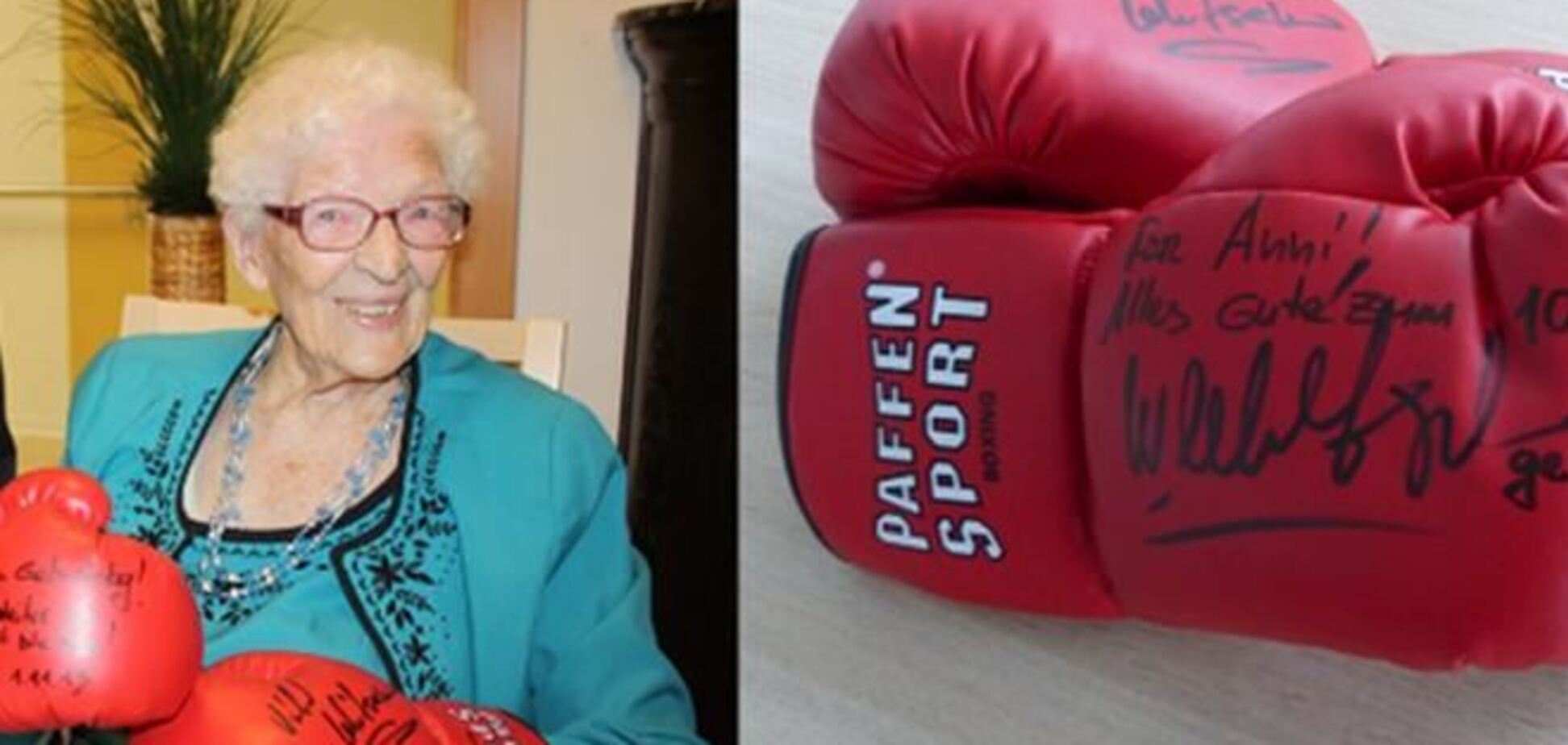 Братья Кличко подарили перчатки на день рождение 106-летней фанатке