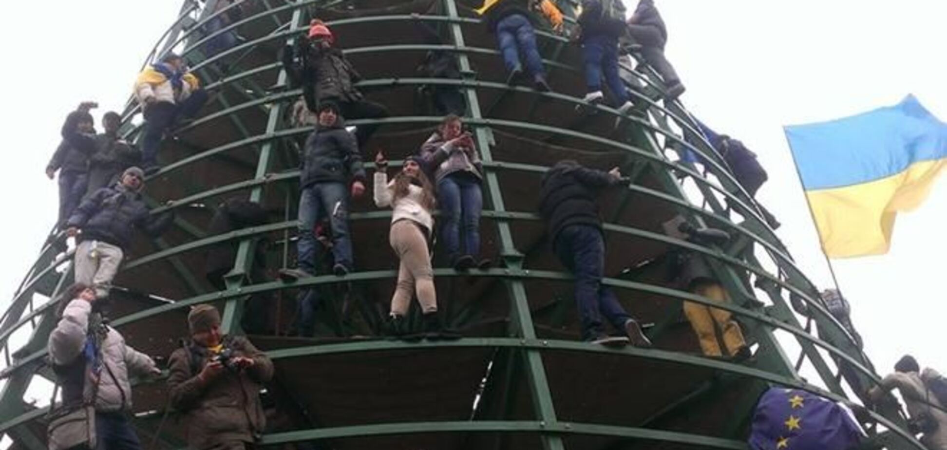 Митингующие демонтируют елку на Майдане: милиция разбежалась