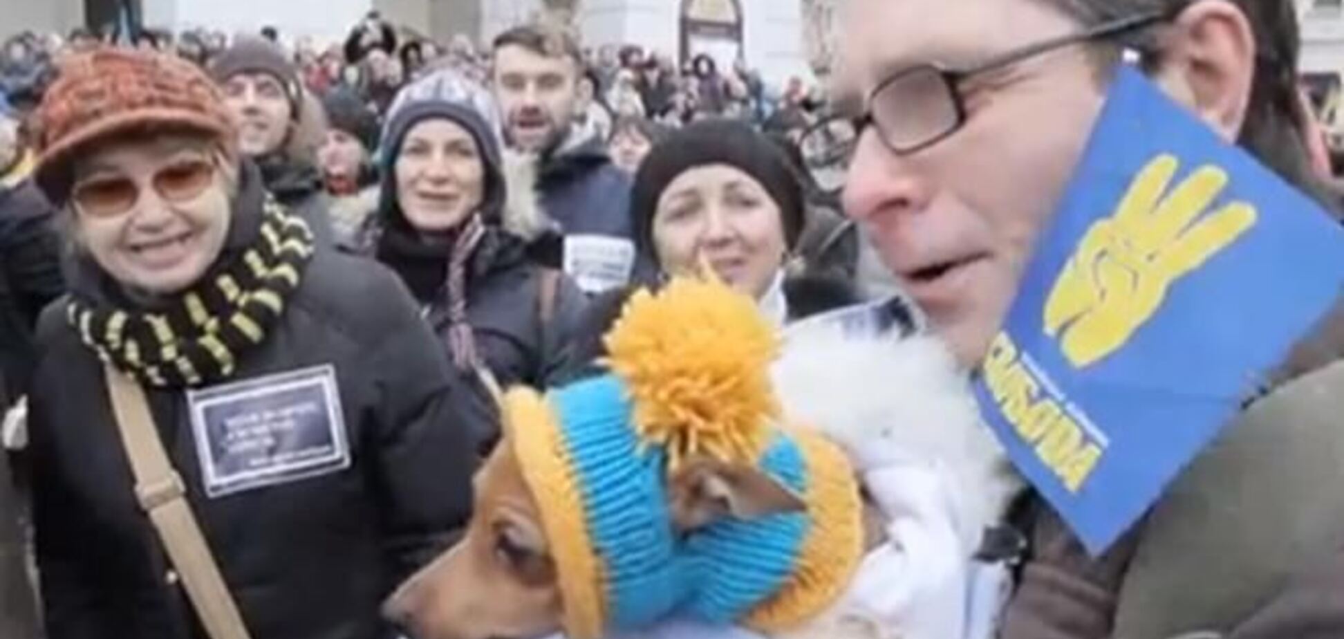 Евромайдановец научил свою собаку петь под гимн