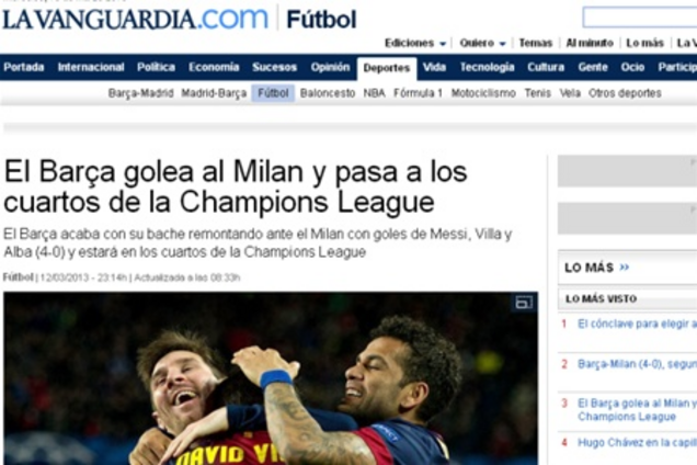 Зарубежные СМИ - о матче 'Барселона' - 'Милан'