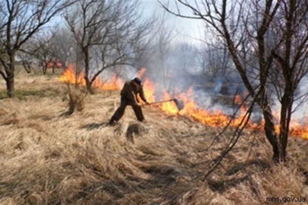 На Киевщине из-за резкого потепления горит трава