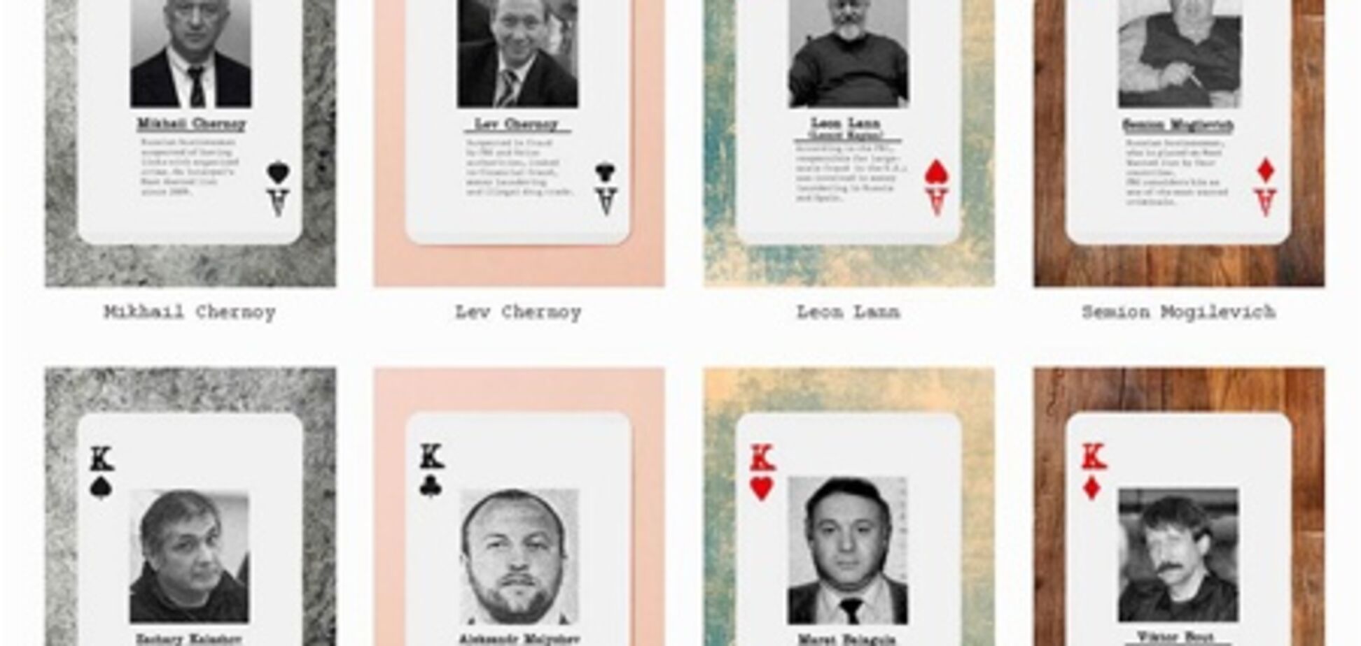 В США выпустили колоду карт с фото российских мафиози