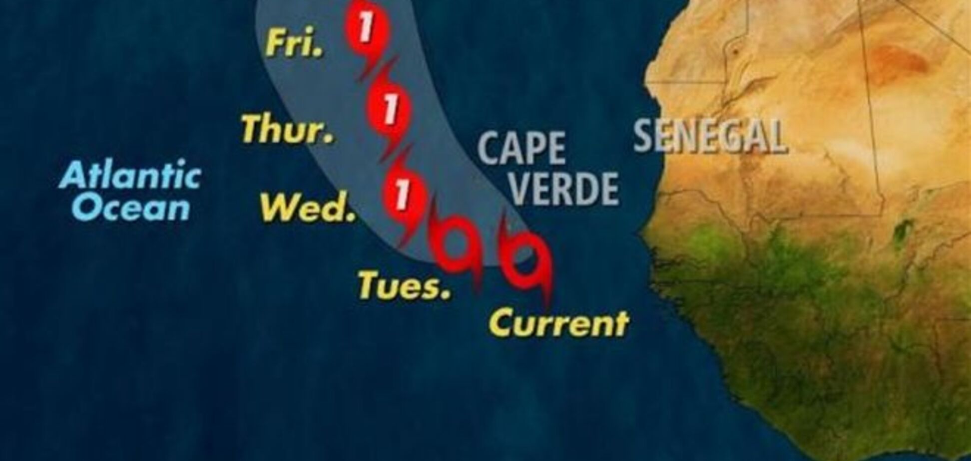Тропический шторм 'Умберто' в Атлантике угрожает перерасти в ураган