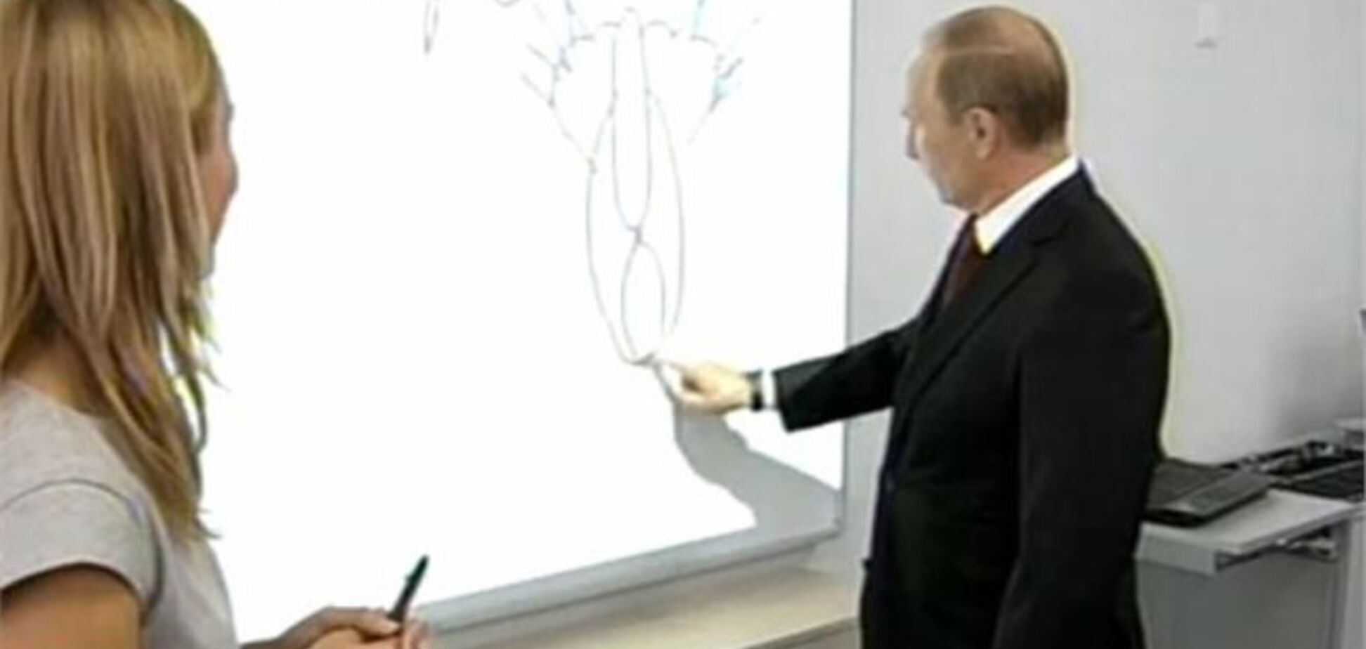 Путин озадачил школьников странным рисунком 'Кошка, вид сзади'