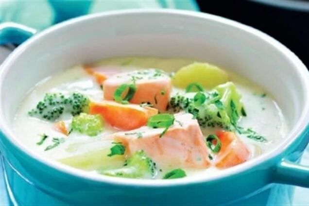 Суп с норвежской семгой и овощами