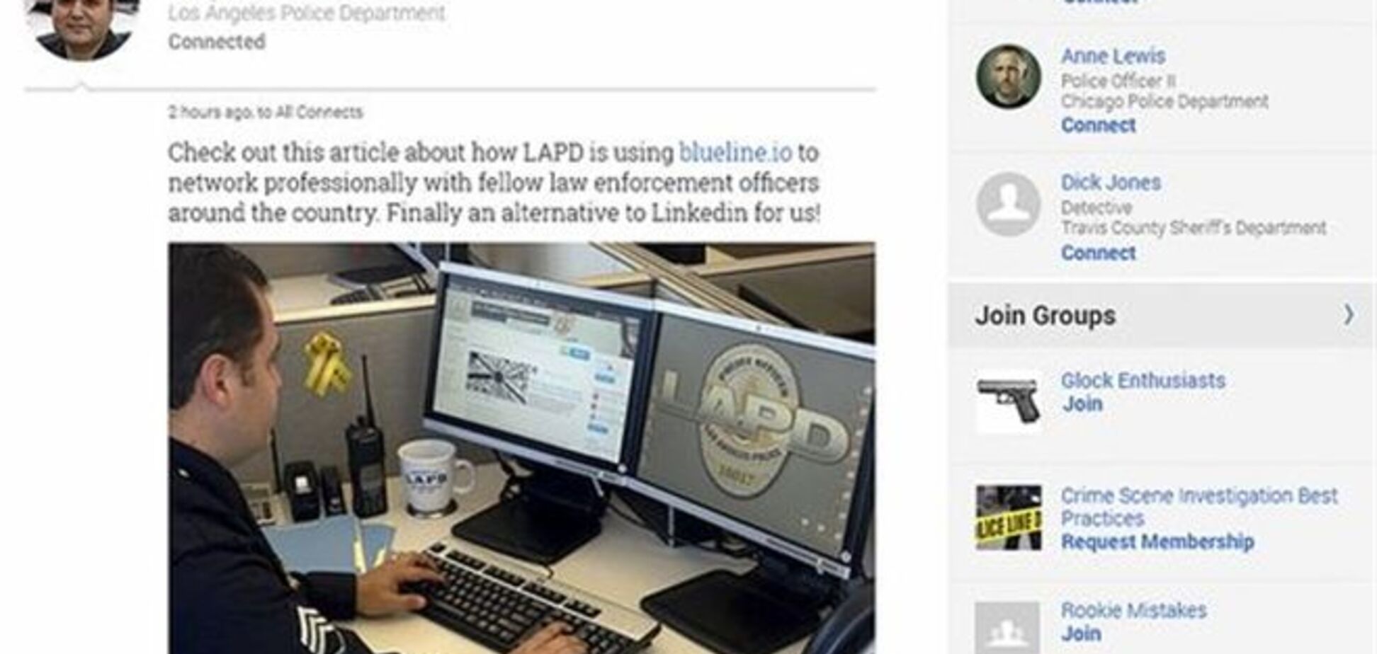 В США создают 'Голубую линию' - соцсеть для полицейских