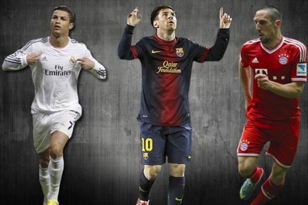 Кто заслужил 'Золотой мяч' - Месси, Роналду или Рибери? Интерактивная графика
