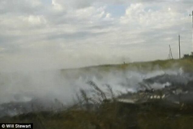 Появились фото горящих обломков Boeing-777, снятые через полчаса после крушения