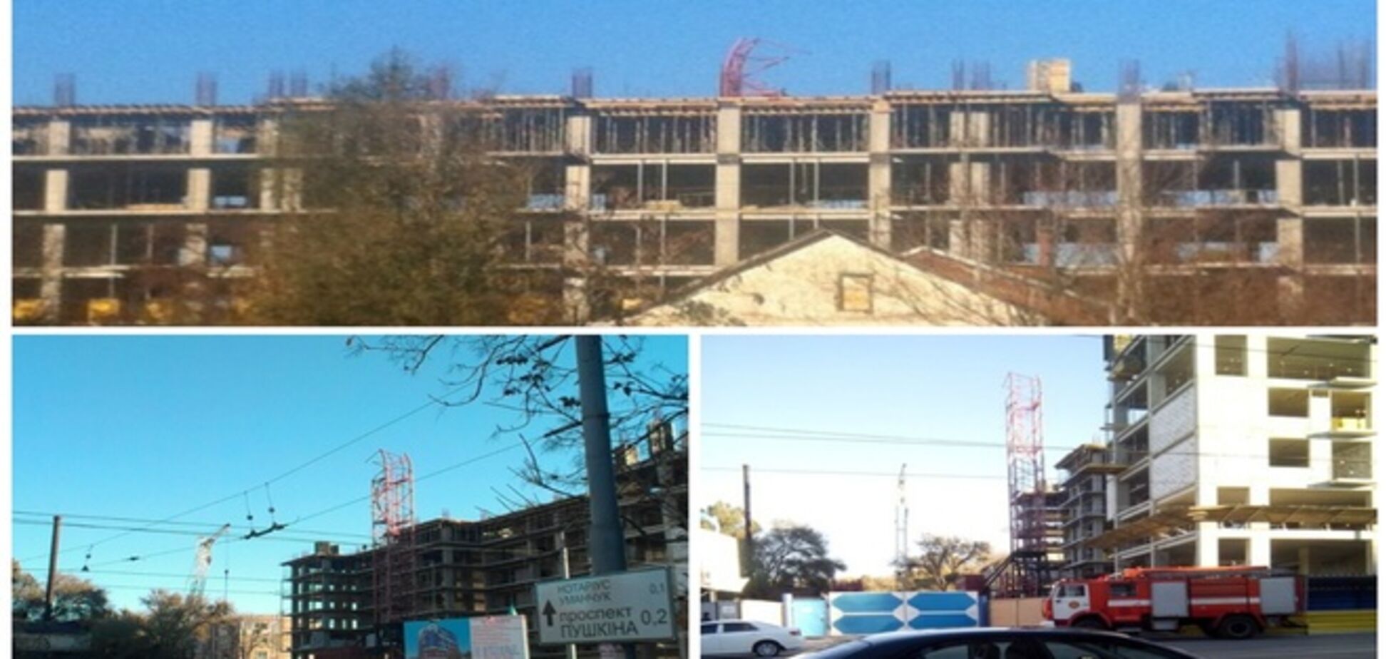 В Днепропетровске строительный кран сломался пополам: есть погибшие