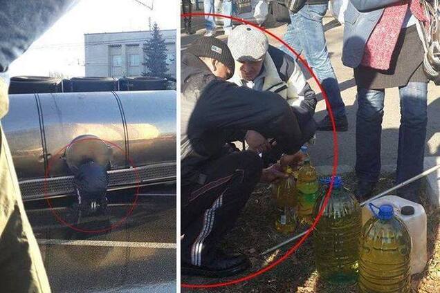 'Любителі халяви' прямо на місці аварії в Києві крадуть соняшникову олію: опубліковано фото