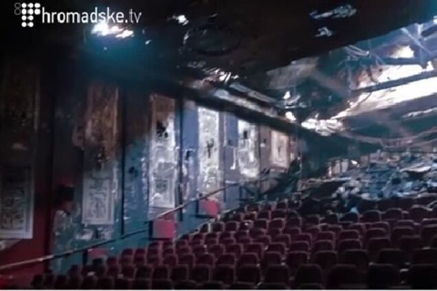 Появилось видео из поврежденного огнем кинозала 'Жовтня'