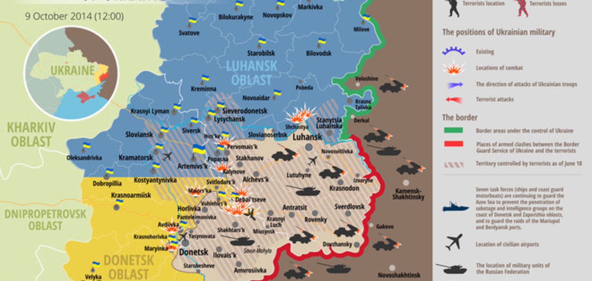 Путінських вояків замінюють на терористів з Росії: мапа зони АТО