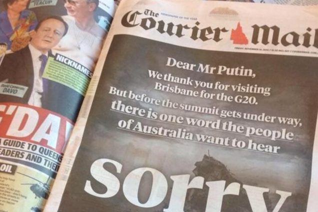 Австралийская газета потребовала от Путина публичного извинения за сбитый 'Боинг'