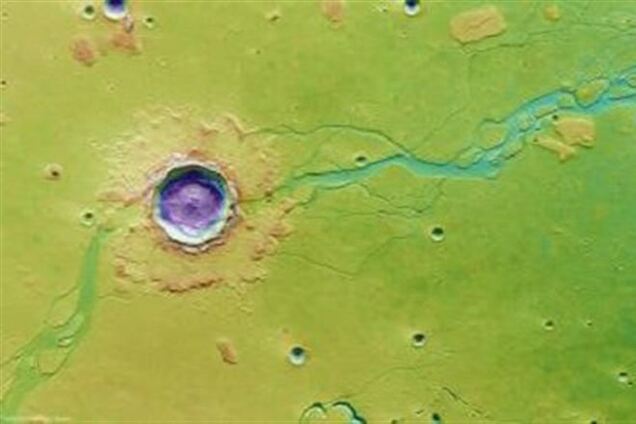 Опубликовано фото 20-километрового кратера на Марсе