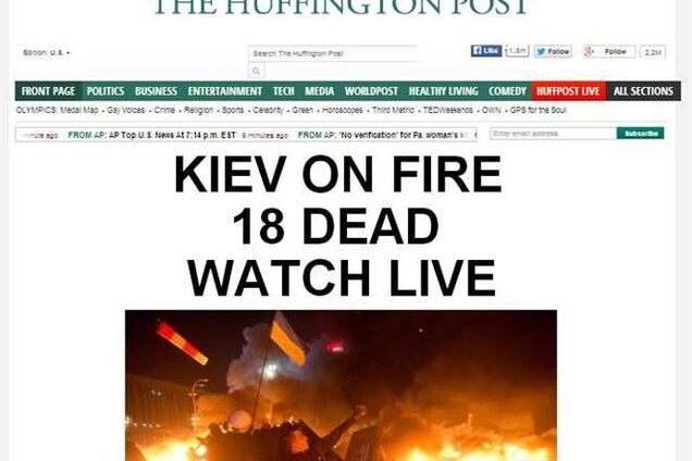 19 февраля Майдан на всех главных страницах мировых СМИ