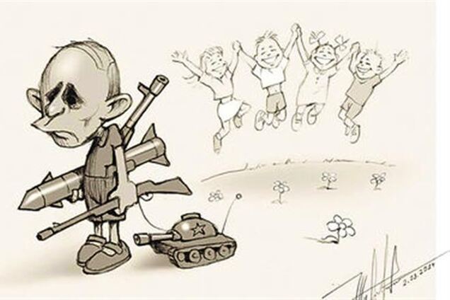 В Киеве появились билборды с карикатурой на Путина