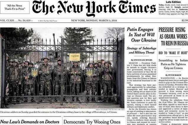 Фото солдат из Перевального в Крыму попало на обложку 'The New York Times'