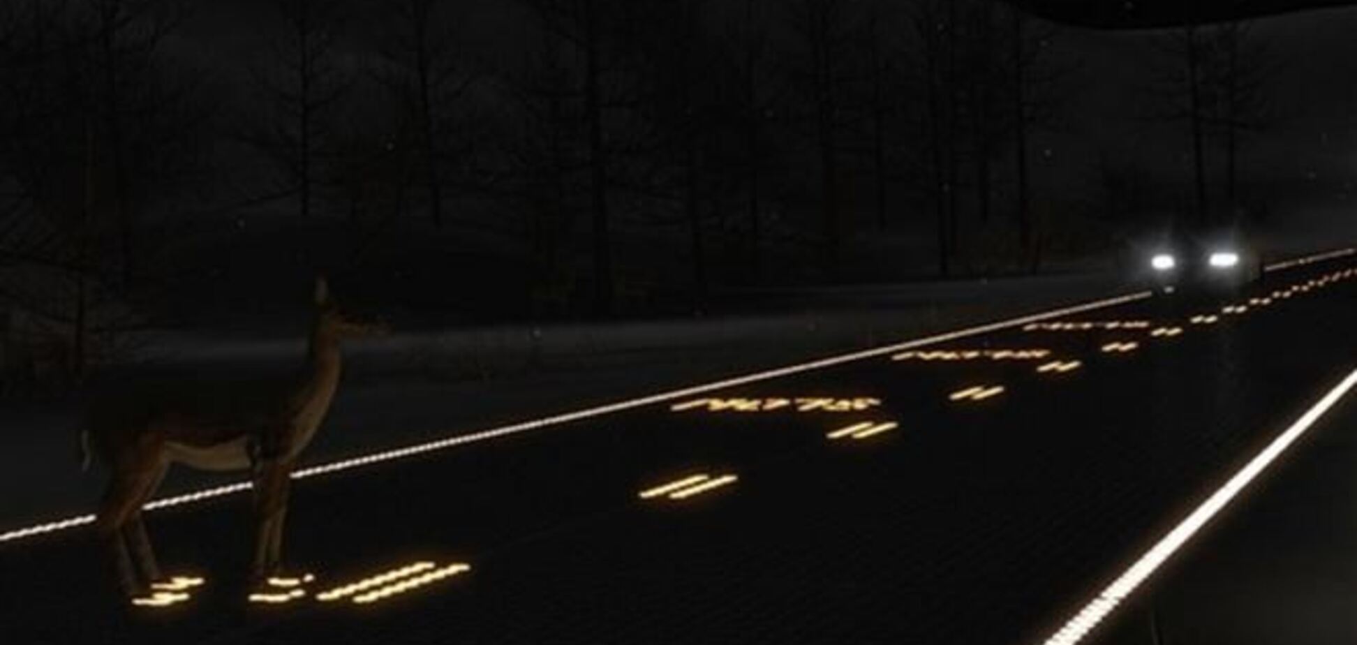 Ночная футуристическая дорога в Нидерландах