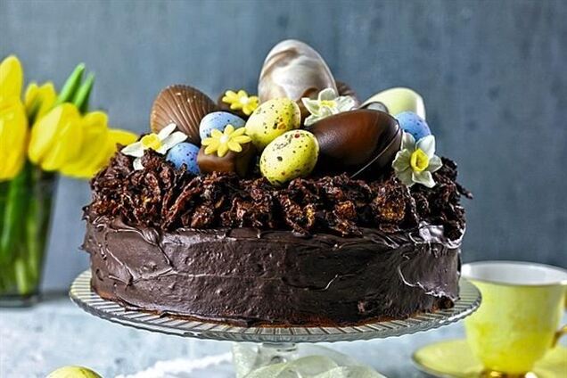 Пасхальный рецепт: шоколадный торт в виде гнезда